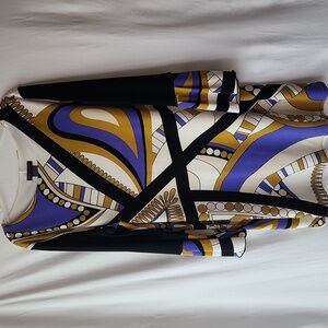 Eva Varro Long Sleeve Knee Length Geometric pattern Shift Dress Size XL